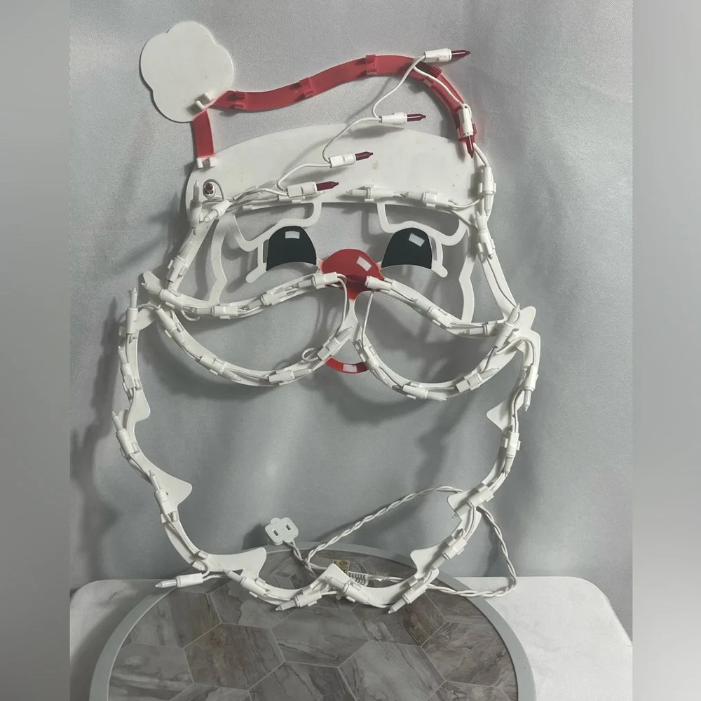 Retro Light-Up Santa Claus Face Decoration Indoor Outdoor Holiday Christmas